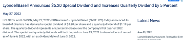 配当で最低限度の生活維持を目指すためのポートフォリオ2022年6月（外国株・日本株）：LYB、特別配当$5.2